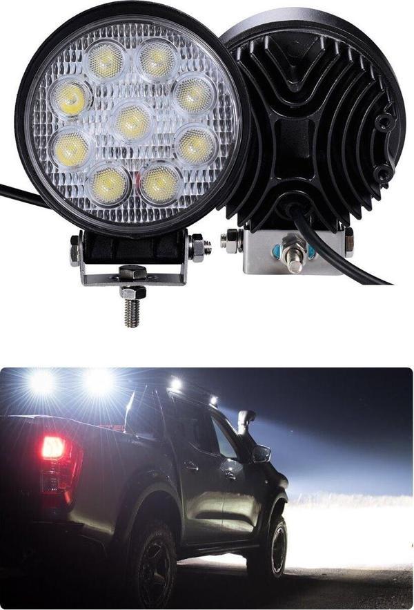 Sis ve çalışma lambası yuvarlak 9 led 27w 12-24v adet/ LASS310 - Image 1