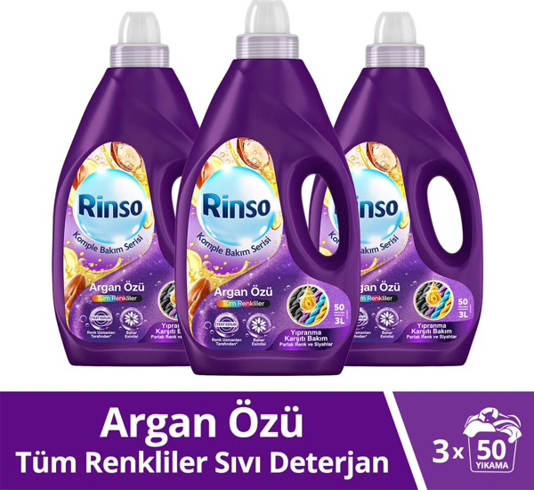 Rinso Sıvı Çamaşır Deterjanı Komple Bakım Serisi Argan Özü 3 lt x 3 - Image 1