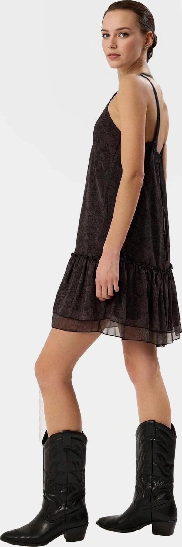 Kadın Çiçekli Mini Elbise Şifon Kumaş Shift Kalıp Rahat Yazlık Özel Tasarım Zarifane - Image 1