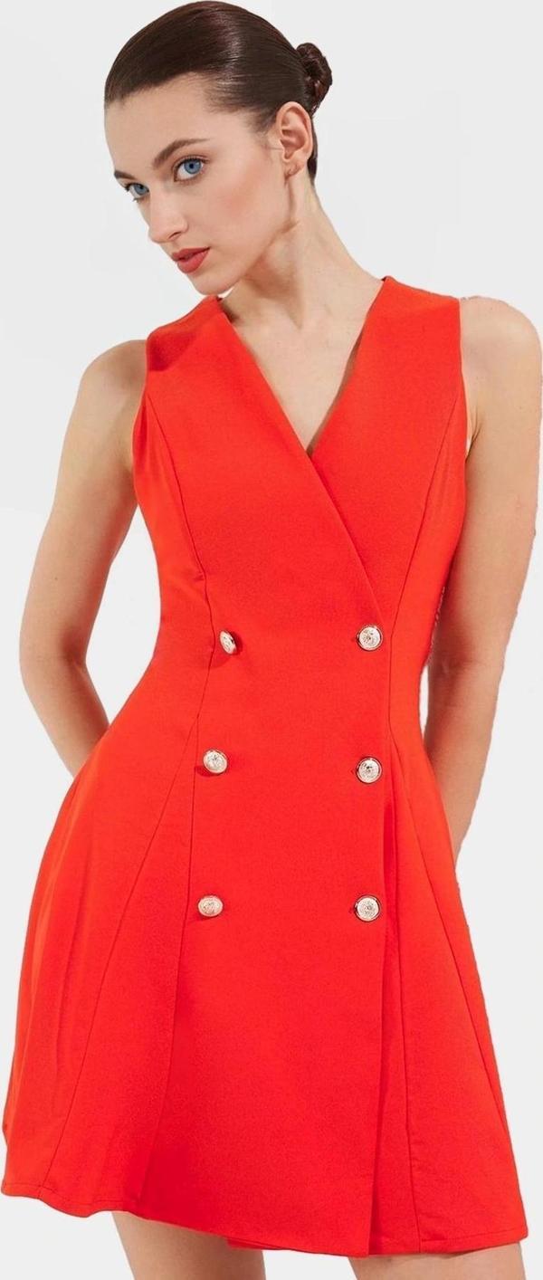 Kolsuz Finike Dokuma Mini Elbise 88% Polyester 12% Elastan Trend Tasarım - Image 1