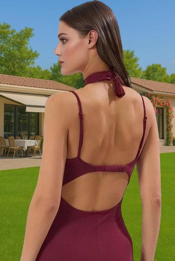 Şık Maxi Plaj Elbisesi Cut Out Detaylı Viskoz Kumaş Seçkin Malzeme Premium Kalite Rahat Kullanım - Image 1