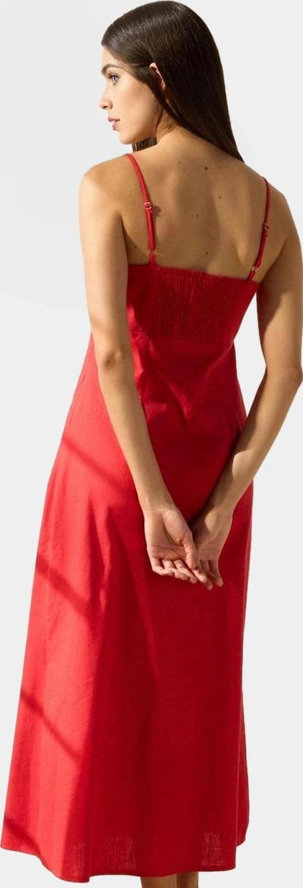 A line Maxi Elbise Pamuk Keten Dokuma Nefes Alabilir Mükemmel Uyum Özel Tasarım Modern Stil - Image 1