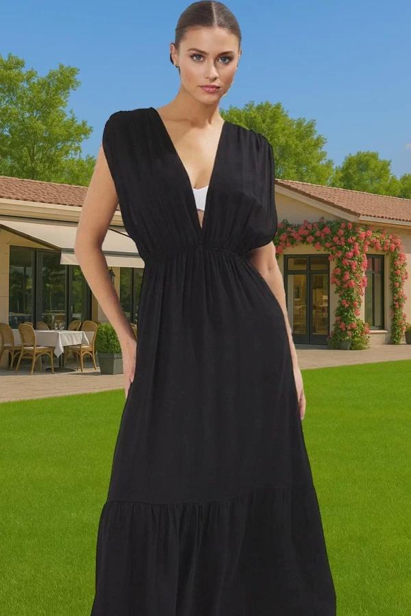 Çiçek Desenli Maxi Plaj Elbisesi Yazlık Şık Tasarım Rahat Ve Şık Özel Tasarım Trend Tasarım - Image 1