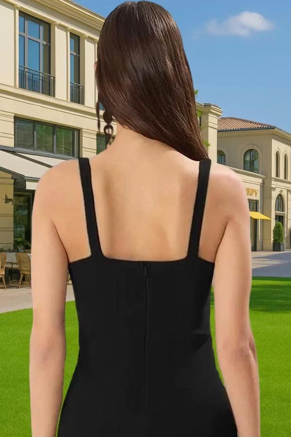 Şık Kadın Midi Elbise Anvelop Siluetli Polyester Kumaş Yazlık Abiye Rahat Ve Şık Modern Stil - Image 1
