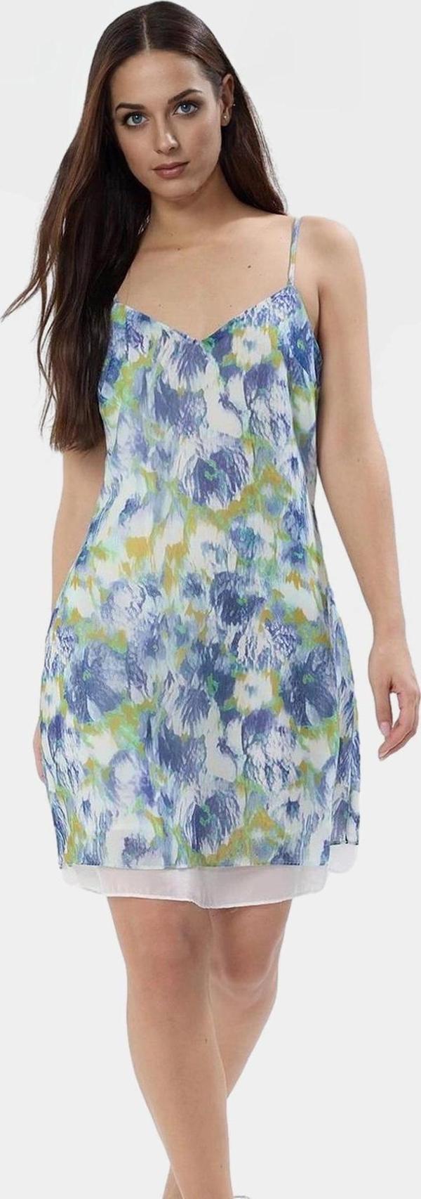 Çiçek Desenli A line Şifon Mini Elbise Polyester Kumaşlı Rahat Kalıp Dayanıklı Malzeme Yüksek Kalite - Image 1