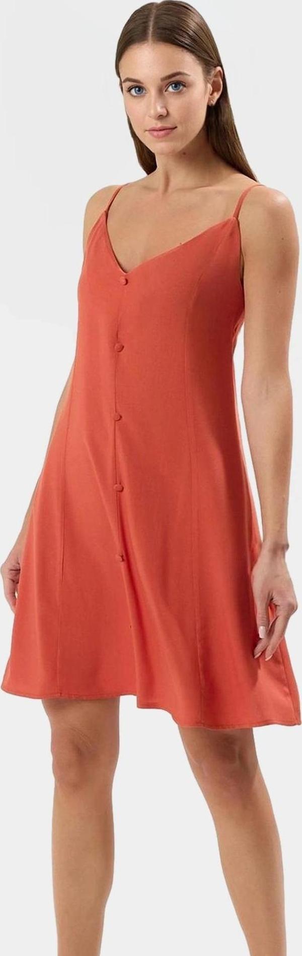 Rahat Viskoz Mini Elbise V Yaka Düğmeli Shift Kalıp Günlük Kullanım İçin Modern Stil - Image 1