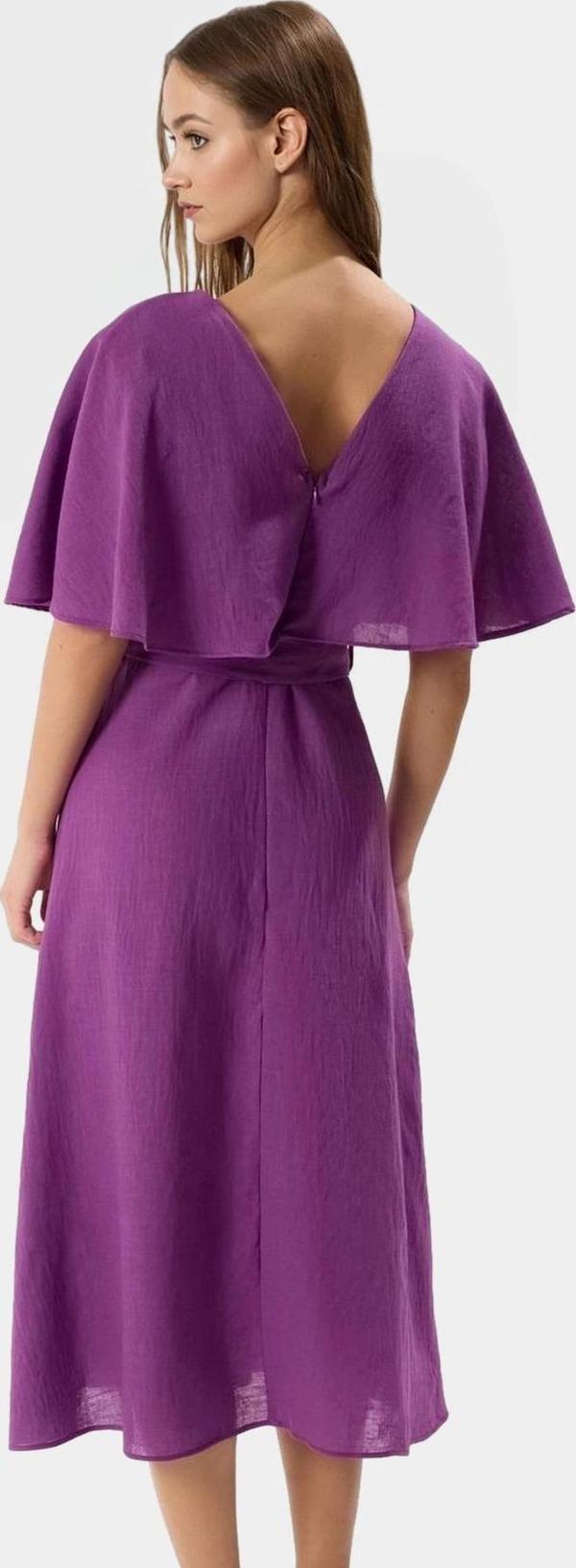Pelerin Detaylı A Kesim Elbise  Polyester Midi Boy Rahat Kalıp Trend Tasarım - Image 1