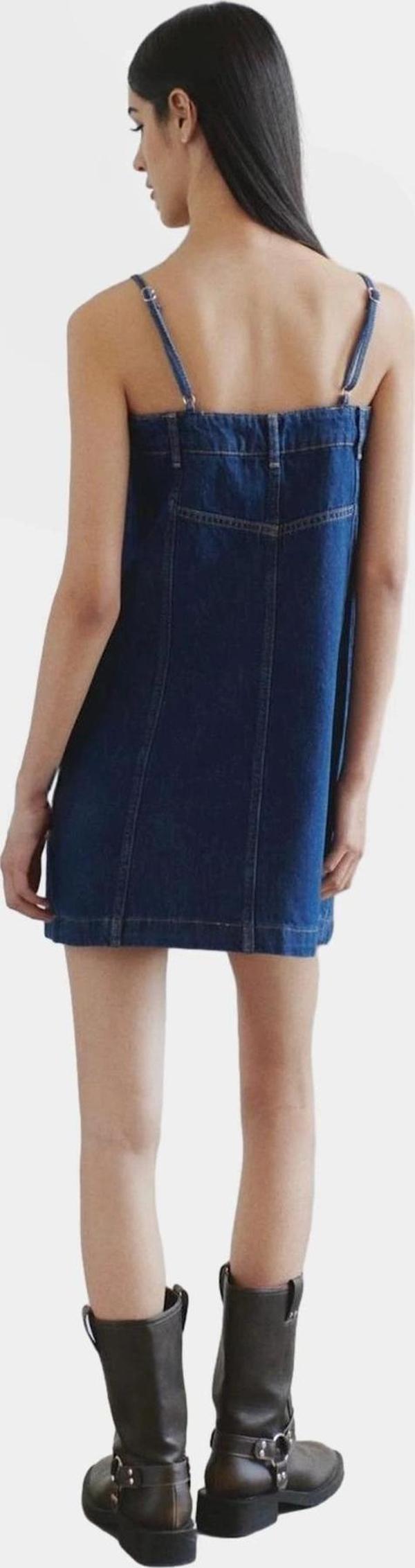 Mini Denim Elbise %Pamuk Kolsuz A line Metal Toka Detay Özel Tasarım Uzun Ömürlü - Image 1