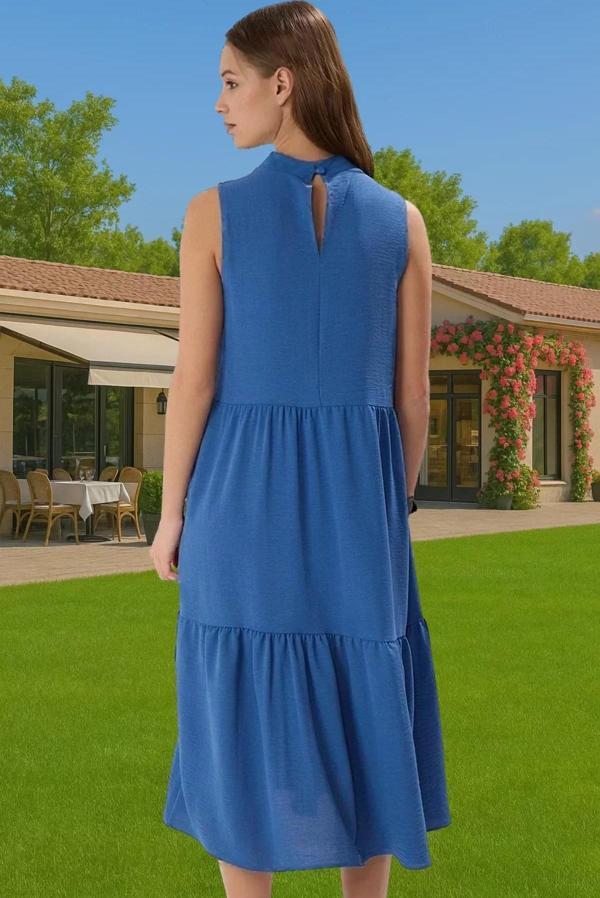 Kadın Şık Düz Kesim Kolsuz Midi Elbise Polyester Kumaş Nefes Alabilir Şık Görünüm Kaliteli İşçilik - Image 1