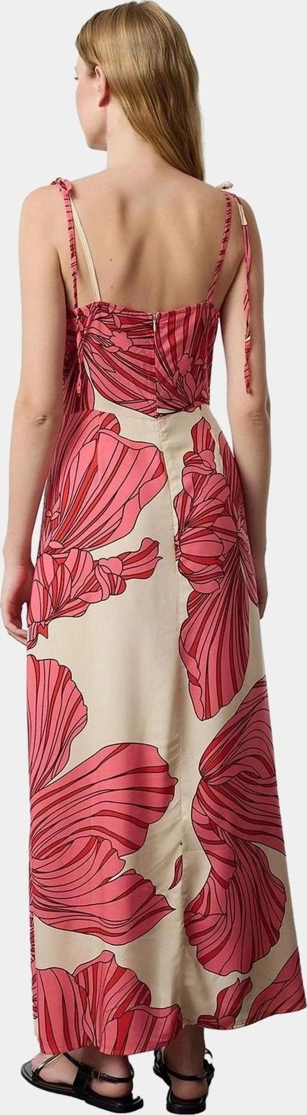 Leopar Desenli Kolsuz Viskoz Maxi Elbise A Line Kesim Yırtmaç Detay Zarifane Tasarım Modern Stil - Image 1