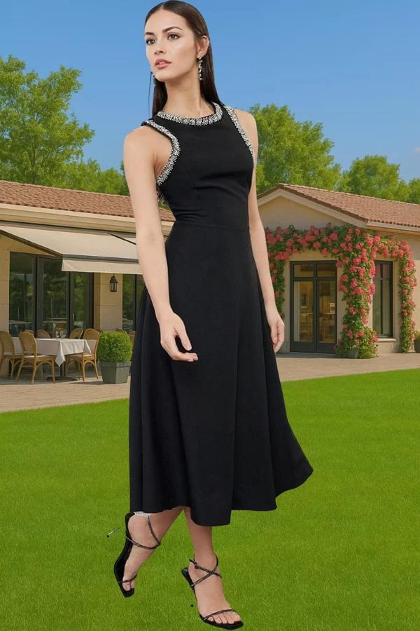 Midi Boy A Kesim Finike Dokuma Abiye Elbise Rahat Kullanım Modern Stil Rahat Kullanım Mükemmel Uyum - Image 1