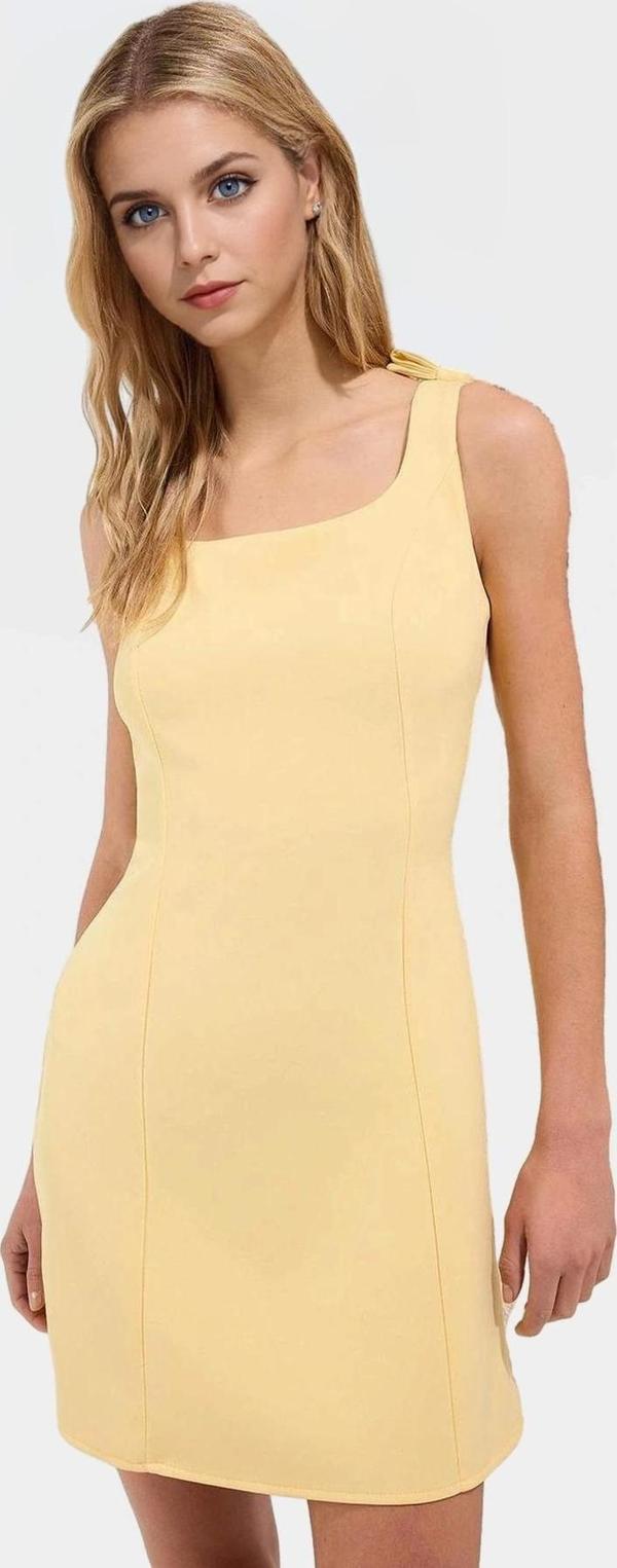 Dokuma Kumaştan A Kesim Fiyonklu Mini Elbise Seçkin Malzeme Rahat Ve Şık Özel Tasarım - Image 1