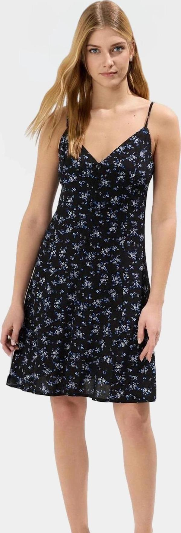 Rahat Viskoz Mini Elbise V Yaka Düğmeli Shift Kalıp Günlük Kullanım İçin Modern Stil - Image 1