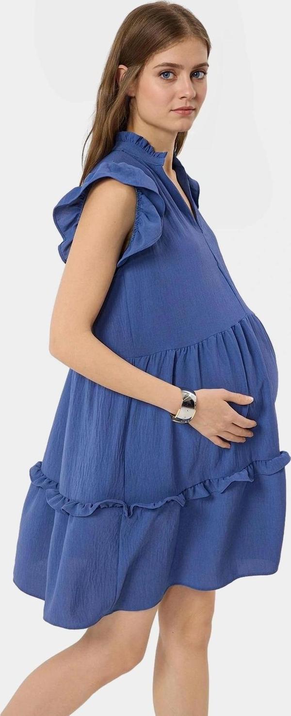 Rahat Günlük Mini Elbise Volanlı Detaylar Hafif Yazlık Dokuma Kumaş Zarifane Tasarım - Image 1