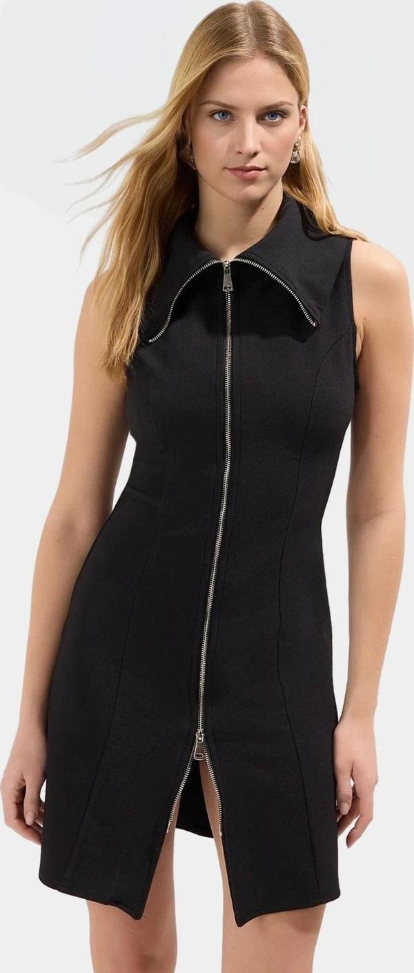 Yazlık Mini Elbise Vücudu Saran Fermuarlı Dokuma Kumaş Şık Görünüm Dayanıklı Malzeme Modern Stil - Image 1