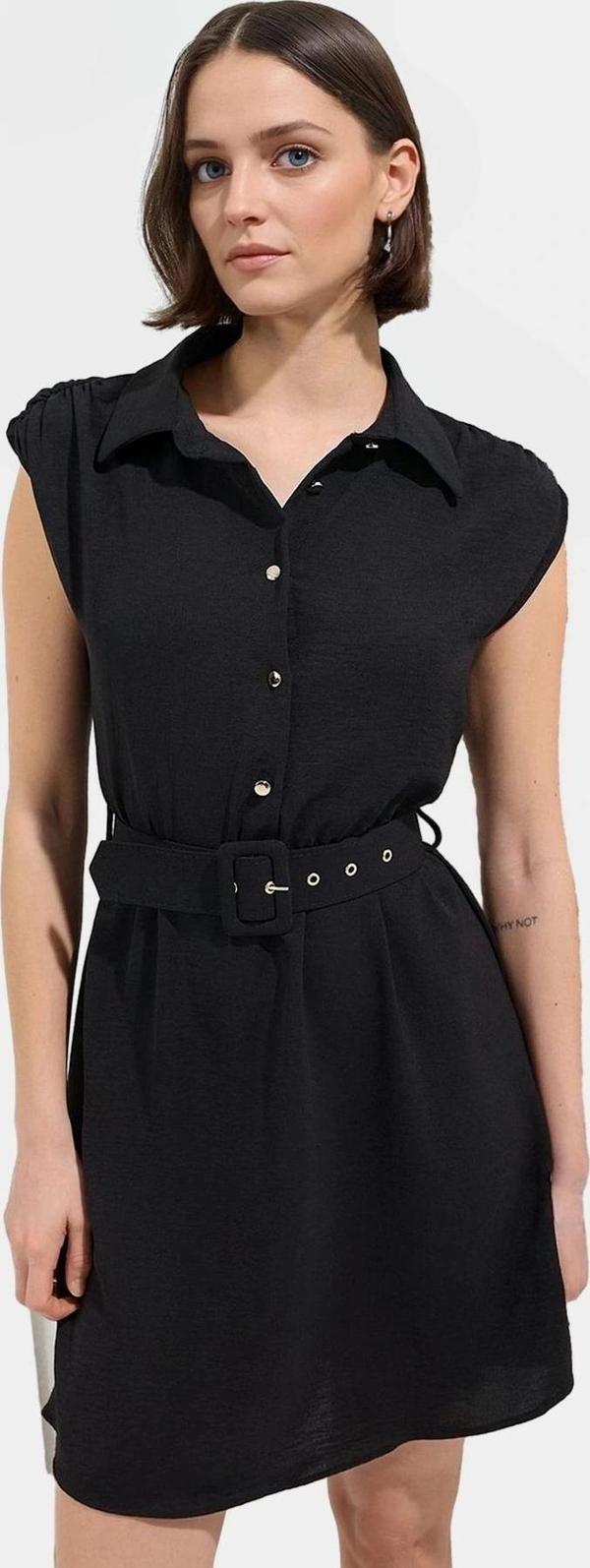 A Kesim Kısa Elbise Kemerli Polyester Dokuma Rahat Günlük Modern Stil Mükemmel Uyum - Image 1