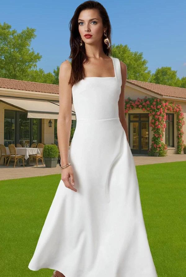 Kadın Şık A Kesim Midi Abiye Elbise Polyester Elastan Ramadan Koleksiyonu Dayanıklı Malzeme - Image 1