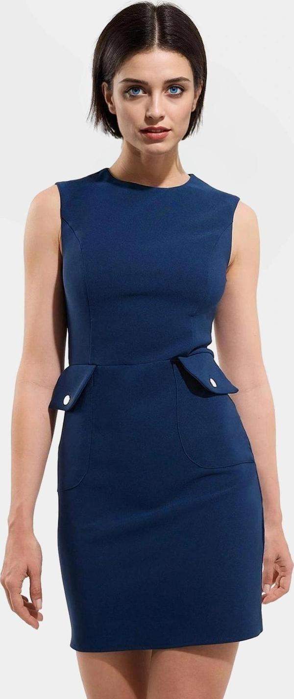 Yazlık Kolsuz Mini Elbise Bodycon Kesim Dokuma Kumaş Bisiklet Yaka Günlük Kullanım İçin - Image 1