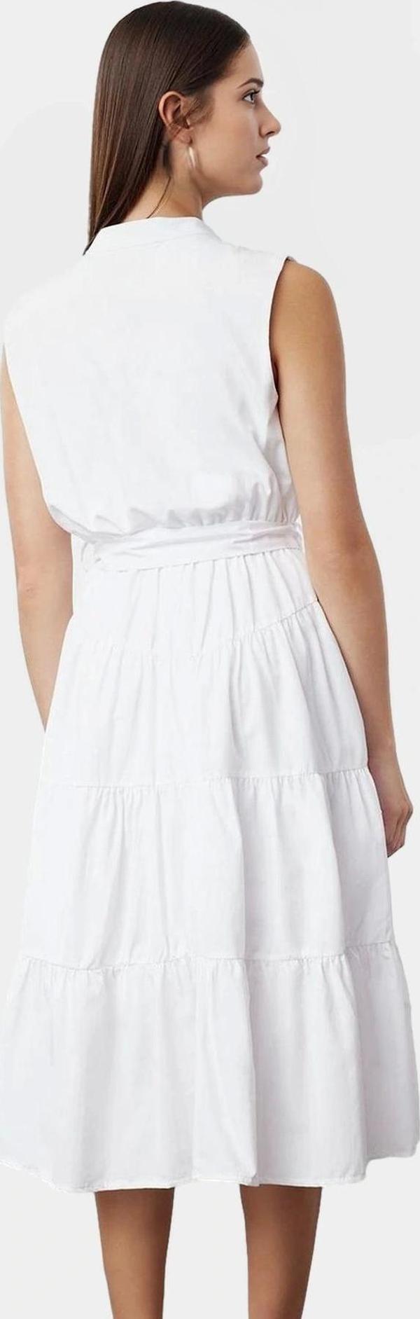 Nefes Alan Pamuklu Midi Elbise Çiçek Nakışlı Skater Kesim Şık Görünüm Özenle Seçilmiş - Image 1