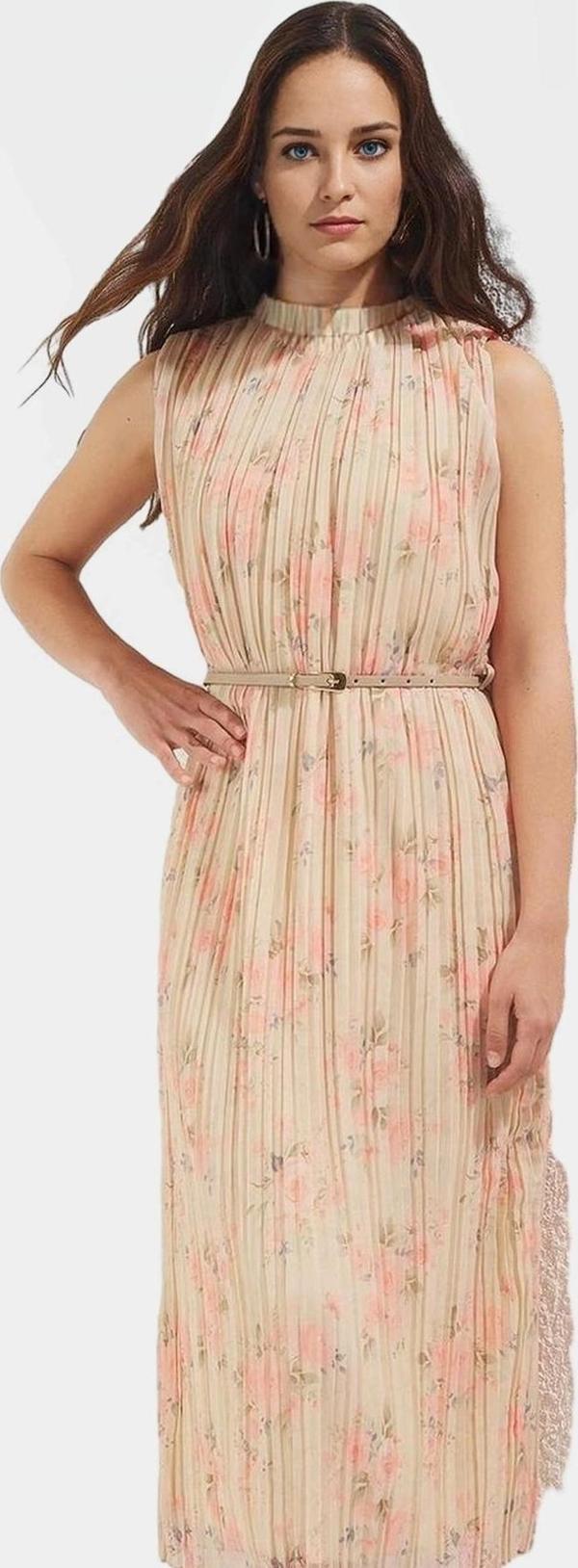 Yazlık Şifon Elbise Kemerli Piliseli Midi Boy Düz Kesim Şık Görünüm Yüksek Kalite Uzun Ömürlü - Image 1