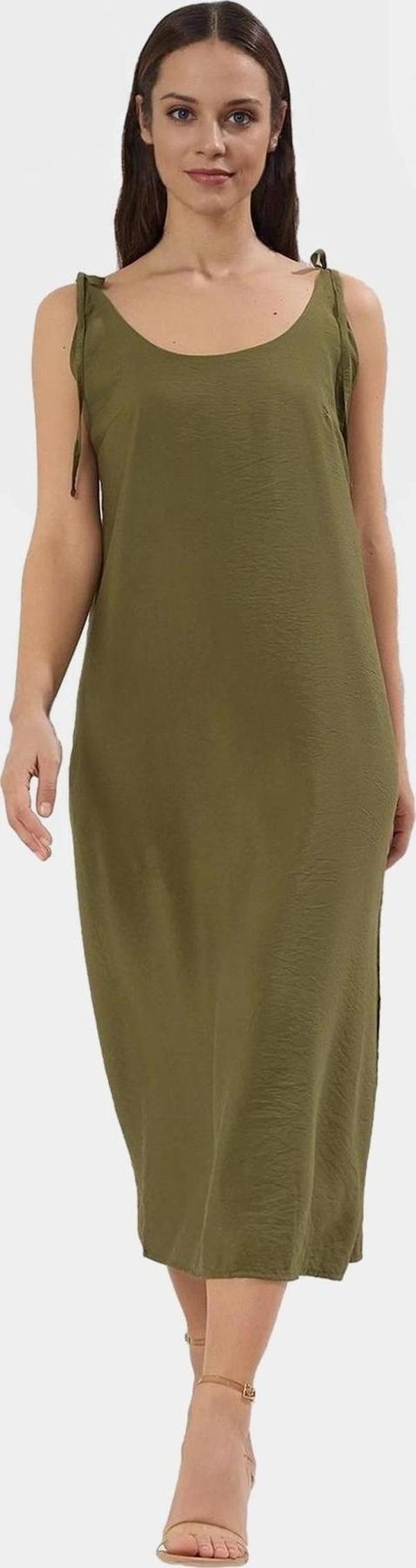 Midi Boy Kolsuz Elbise Yumuşak Dokuma Polyester Şık Shift Kalıp Trend Tasarım Uzun Ömürlü - Image 1