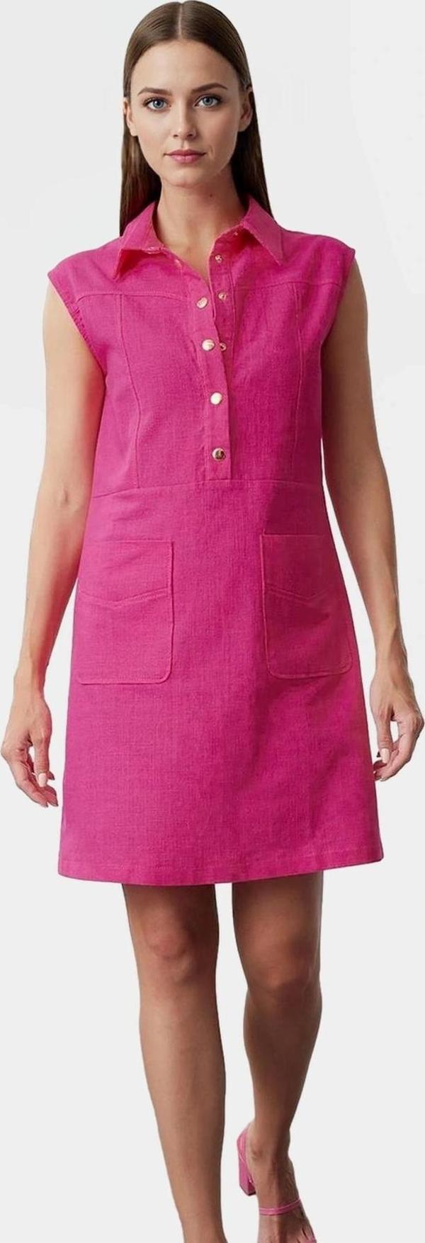 Keten Görünümlü Shift Mini Elbise Kolsuz Pamuklu Rahat Trend Tasarım Seçkin Malzeme - Image 1