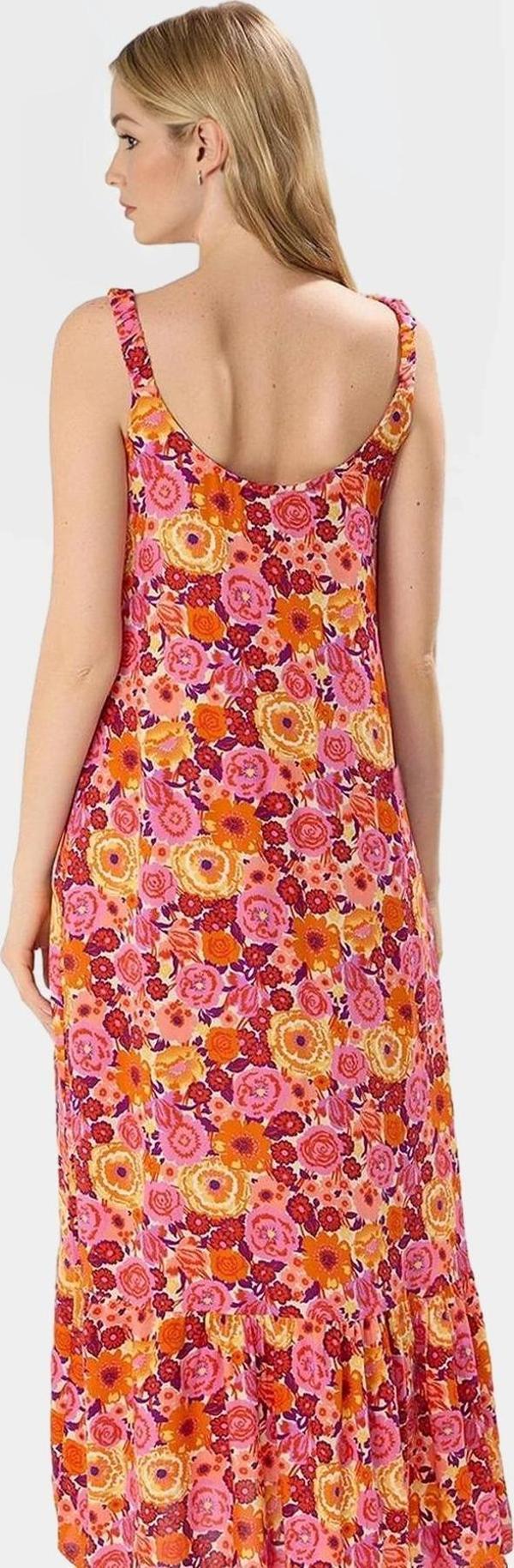 Viskoz Kumaş Maxi Elbise Çiçek Desenli Rahat Shift Kalıp Yazlık Günlük Zarifane Tasarım Modern Stil - Image 1