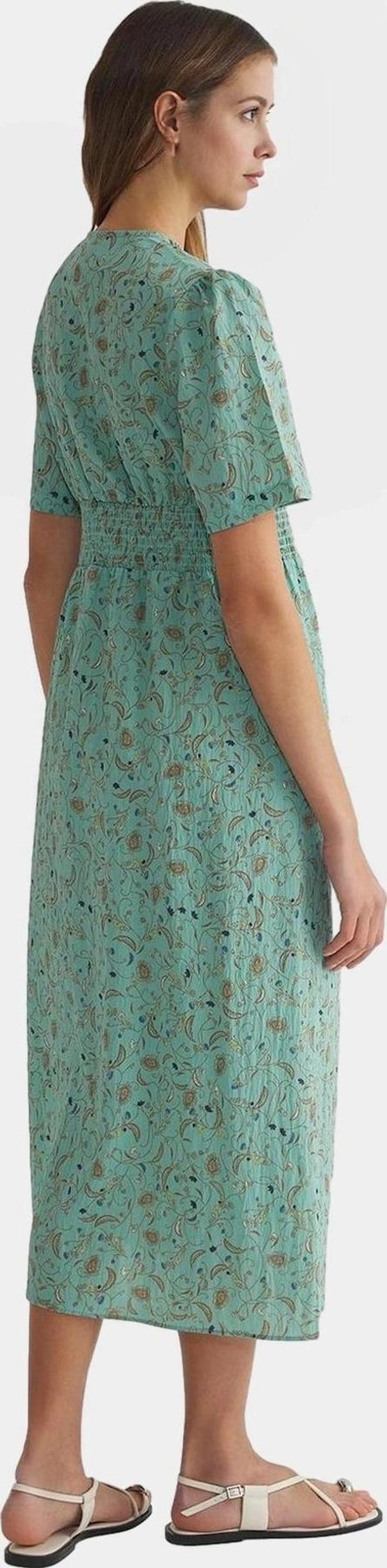 A line Midi Elbise Kısa Kollu Çiçekli Polyester Dokuma Rahat ve Şık Özel Tasarım - Image 1