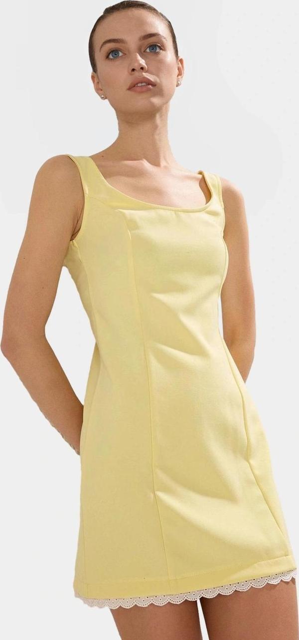 A Kesim Mini Elbise Dantel Detaylı Kolsuz Yazlık Rahat Şık Görünüm Trend Tasarım - Image 1