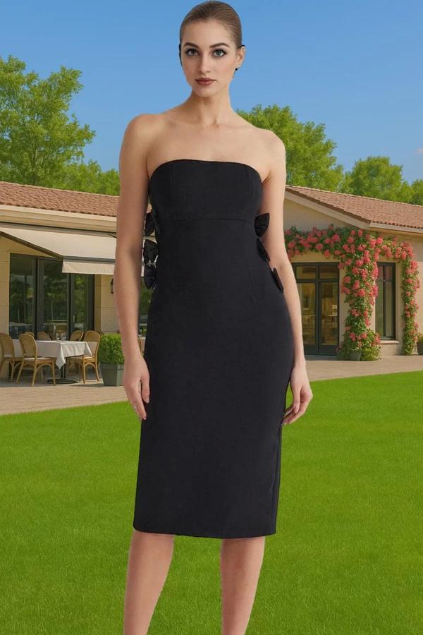 Şık Fiyonklu Midi Boy Abiye Elbise Konforlu Kesim Profesyonel Görünüm Premium Kalite Özenle Seçilmiş - Image 1