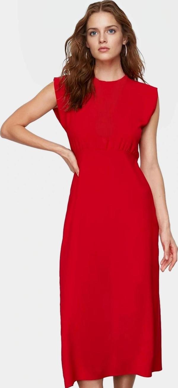 A line Bisiklet Yaka Midi Elbise Aerobin Dokuma Polyester Yazlık ve Şık Rahat Yüksek Kalite - Image 1