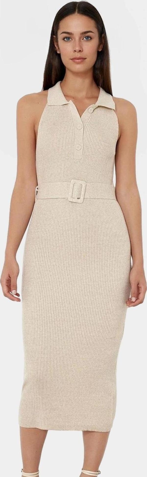 Kemer Detaylı Triko Elbise Yazlık Rahat ve Şık Özel Tasarım Profesyonel Görünüm - Image 1