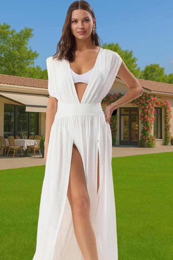 Şık Plaj Elbisesi Maxi Boy Tek Kol Viskoz Elastan Yazlık Elbise Seçkin Malzeme Trend Tasarım - Image 1