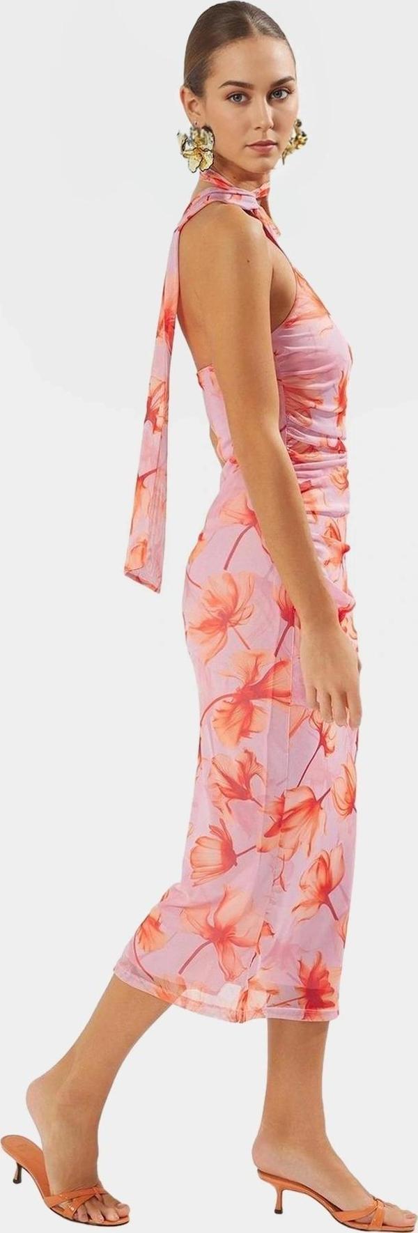 Yazlık Kolsuz Bodycon Tül Elbise Leopar Desenli Midi Boy Astarlı Mükemmel Uyum Premium Kalite - Image 1