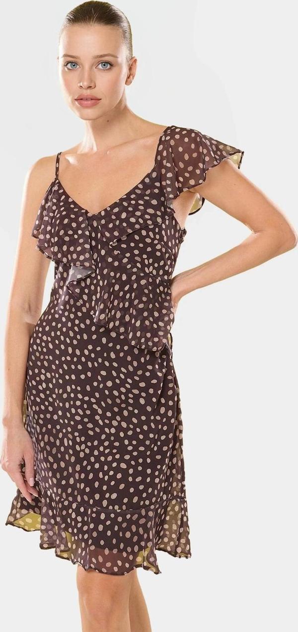 A Kesim Kolsuz Puantiyeli Şifon Elbise Yazlık Mini Boy Özenle Seçilmiş Uzun Ömürlü - Image 1