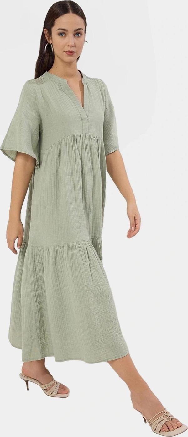 Yazlık Midi Elbise Pamuk Müslin Dokuma Geniş Kesim Yüksek Kalite Kaliteli İşçilik - Image 1