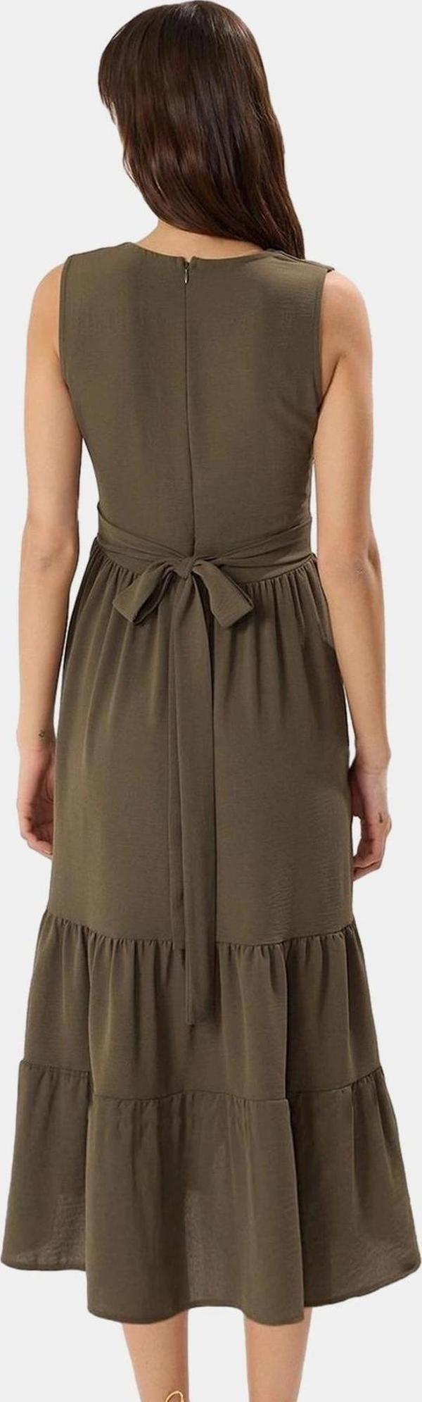 Rahat V Yaka Midi Elbise Polyester Dokuma Kumaş Yazlık Günlük Stil Kullanım İçin - Image 1