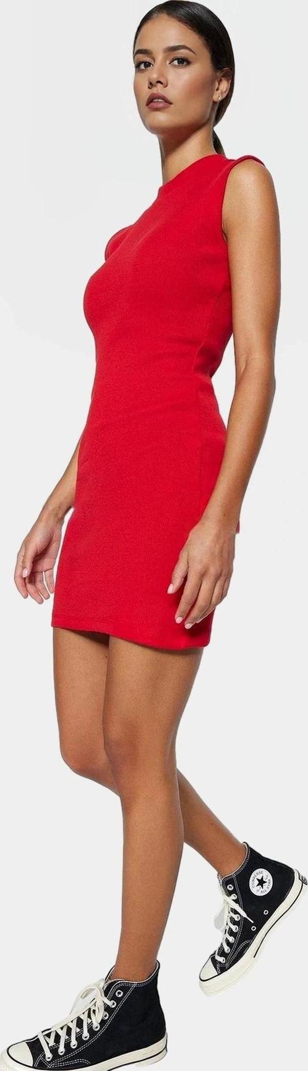 Örme Bodycon Mini Elbise Bisiklet Yaka Rahat Günlük Stil Kullanım Zarifane Tasarım - Image 1
