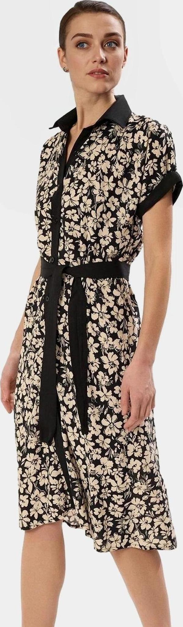 Midi Boy Viskoz Kumaş Çiçek Desenli Gömlek Elbise Rahat Kalıp Özenle Seçilmiş Konforlu Kesim - Image 1