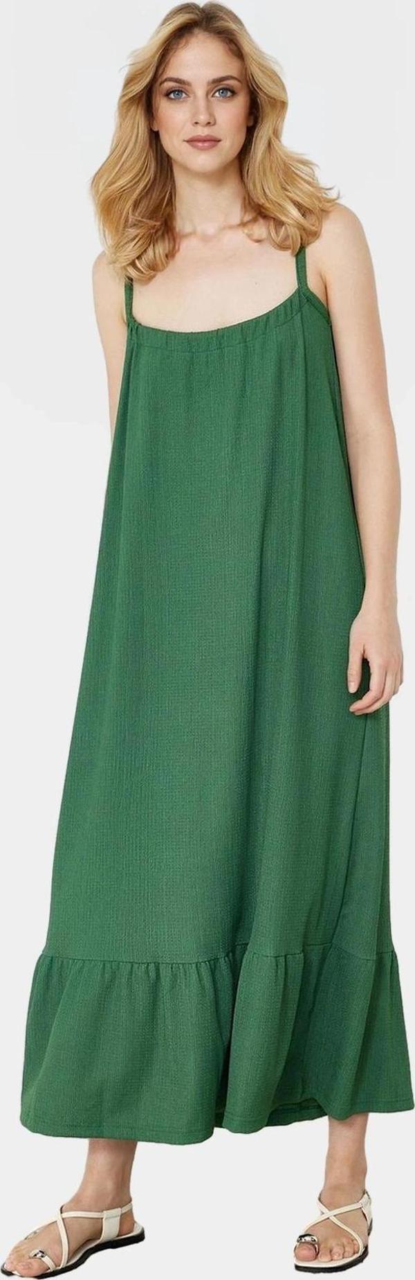 A Line Maxi Elbise Bürümcük Dokuma Rahat Kalıp Yazlık Uzun Ömürlü Şık Görünüm Modern Stil - Image 1