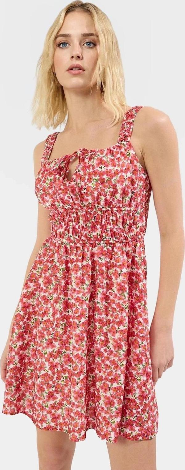 Lastikli Mini A line Elbise Çiçek Desenli Viskoz Rahat Yazlık Seçkin Malzeme Özel Tasarım - Image 1