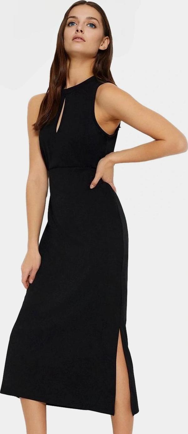 Bodycon Kalıp Midi Elbise Örme Kumaş Choker Yaka Günlük Şık Görünüm Trend Tasarım Seçkin Malzeme - Image 1