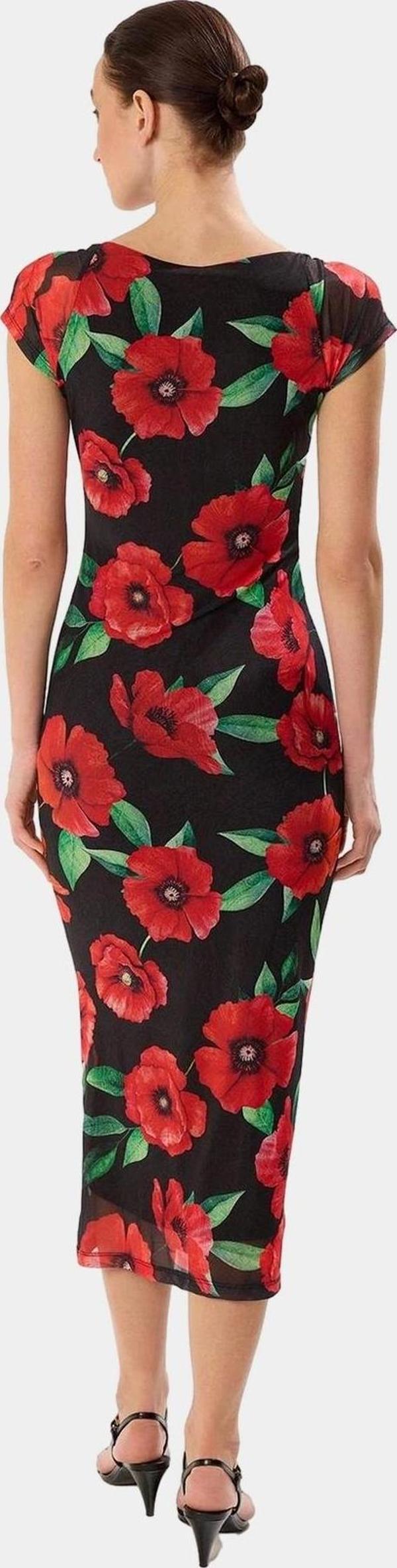 Puantiyeli Desenli Bodycon Kalıp Midi Boy Astarlı Elbise Trend Tasarım Özenle Seçilmiş - Image 1