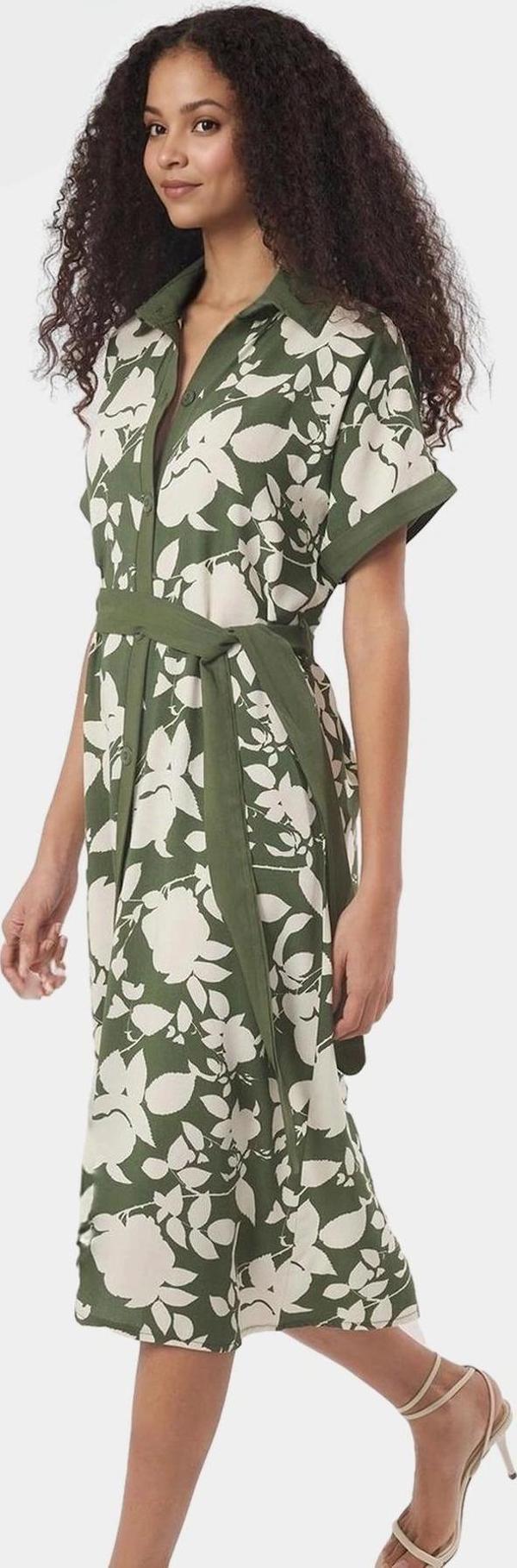 Midi Boy Viskoz Kumaş Çiçek Desenli Gömlek Elbise Rahat Kalıp Özenle Seçilmiş Konforlu Kesim - Image 1