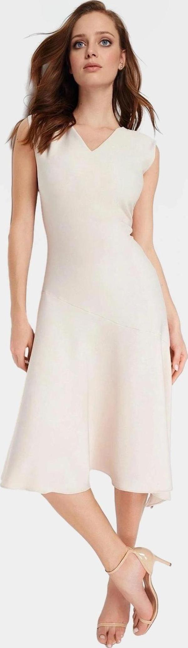 Rahat ve Şık Midi Elbise Polyester Elastan Dokuma Kumaş Konforlu Kesim Günlük Kullanım İçin - Image 1
