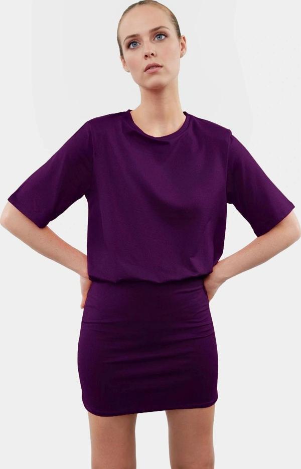 Pamuklu Elastanlı Mini Elbise Kısa Kollu Bodycon Kesim Uzun Ömürlü Dayanıklı Malzeme - Image 1