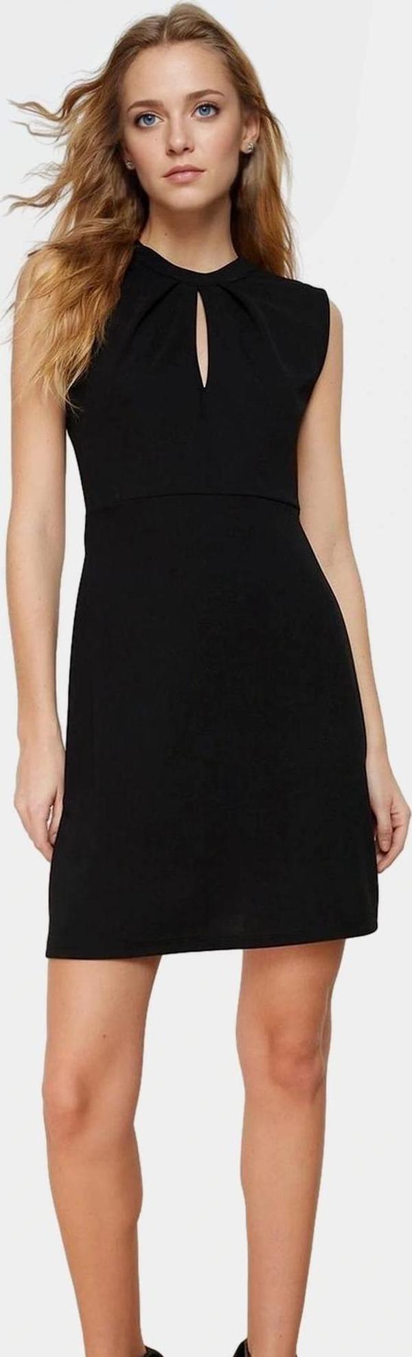 Yazlık A line Mini Elbise Nefes Alan Scuba Krep Kumaş Choker Yaka Uzun Ömürlü Zarifane Tasarım - Image 1