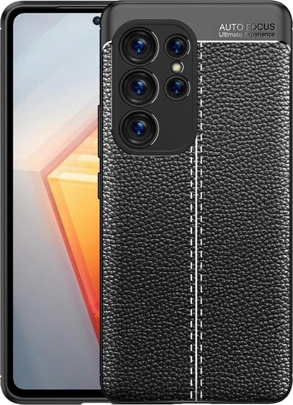 Samsung Galaxy S23 Ultra Uyumlu Kamera Korumalı Deri Görünümlü Silikon Kılıf - Image 1