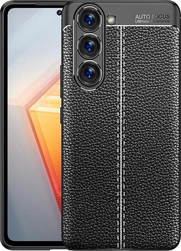 Samsung Galaxy S23 Uyumlu Kamera Korumalı Deri Görünümlü Silikon Kılıf - Image 1