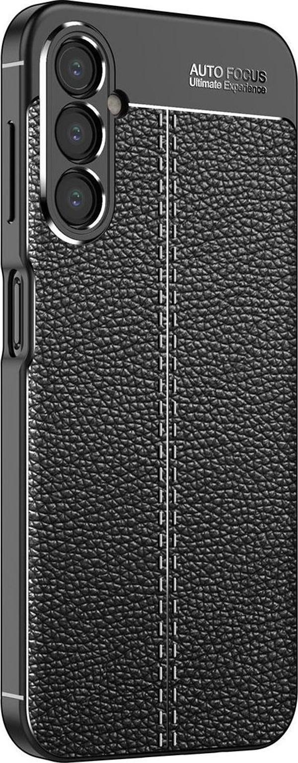 Samsung Galaxy S24 Plus Uyumlu Kamera Korumalı Deri Görünümlü Silikon Kılıf - Image 1